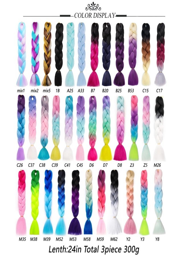 MAYSA Black and White Braiding Hair Pre stretched Extensions Ombre Braiding Hair 24inch 3Pcs Jumbo Hair Synthetic Extensions # Black-grey-white - Image 5